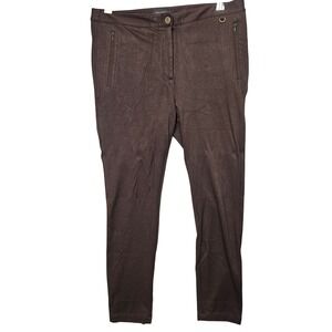 Talbots Womens Brown Skinny Ankle Pants Size 12 Zip Pocket Stretch Trousers